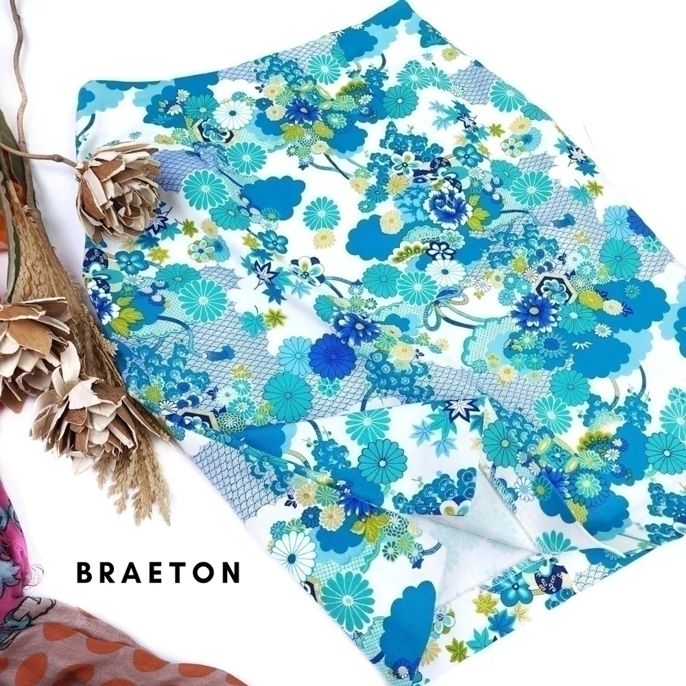 Braetan Blue White Floral Skirt Sz 6 - Picture 1 of 10